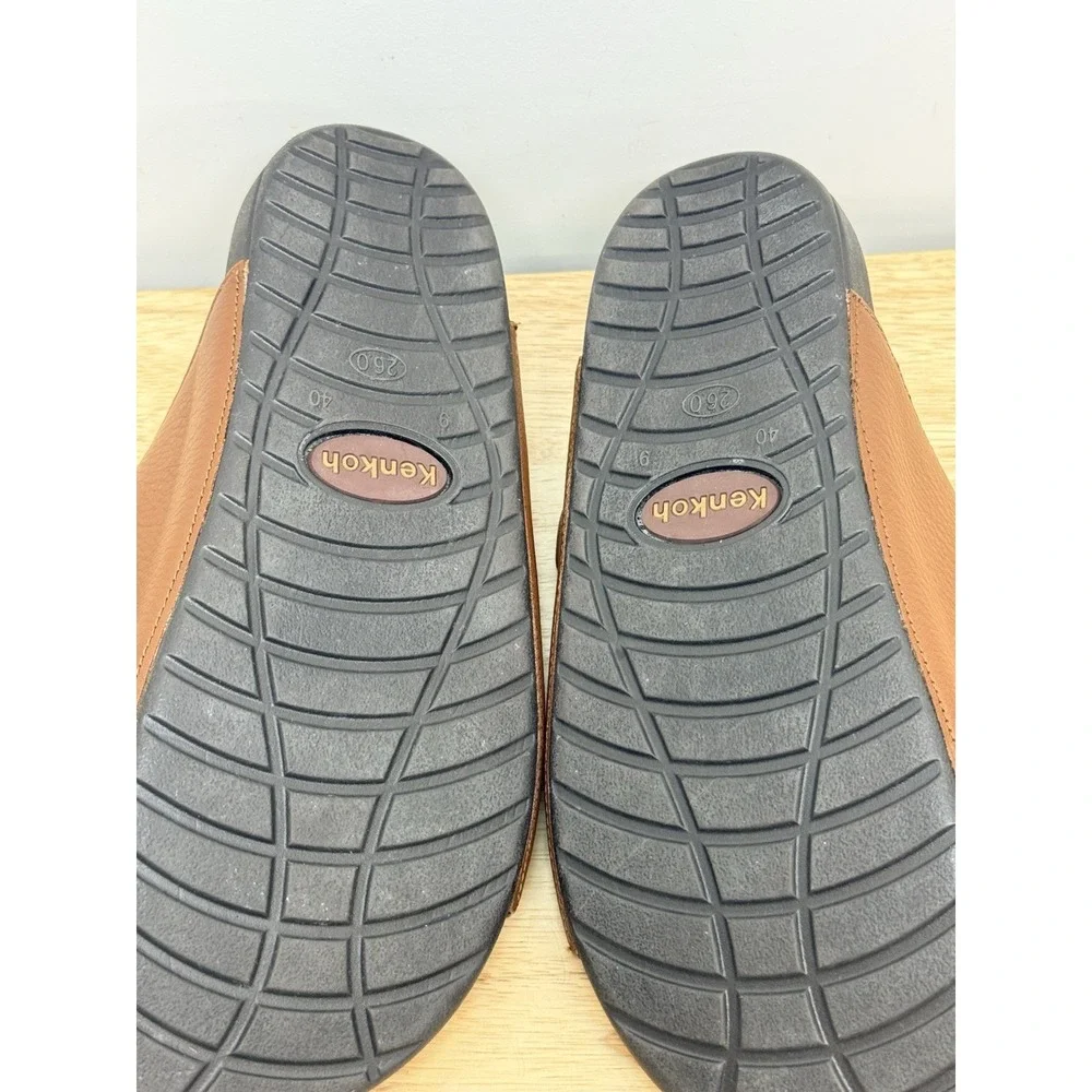 Kenkoh 2319 Women's 9 Massage Sandals Brown Leather Adjustable Slides EU 40 #36